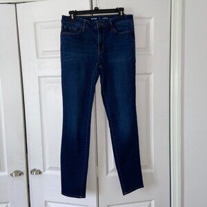 Old Navy 8 Long Mid Rise Skinny Dark Blue Wash Jeans